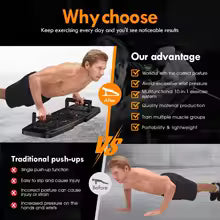 Push Up Board Home Gym Portable Exercise Equipment with Pilates Bar and 20 Fitness Accessories Including Resistance Bands