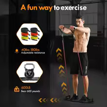 Push Up Board Home Gym Portable Exercise Equipment with Pilates Bar and 20 Fitness Accessories Including Resistance Bands
